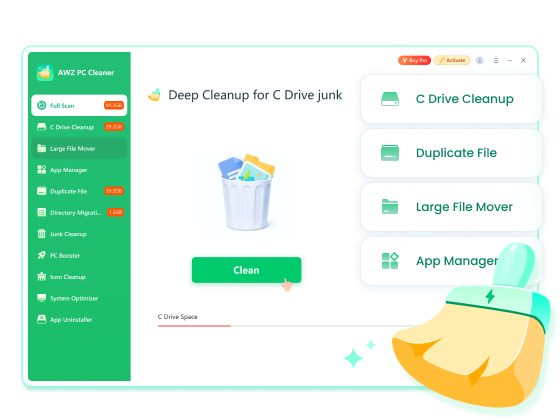 Fix slow PC and optimize Windows system safely with AWZ PC Cleaner