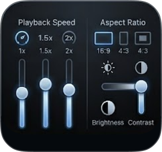 Customizing video playback speed and aspect ratio settings in AWZ Media Player